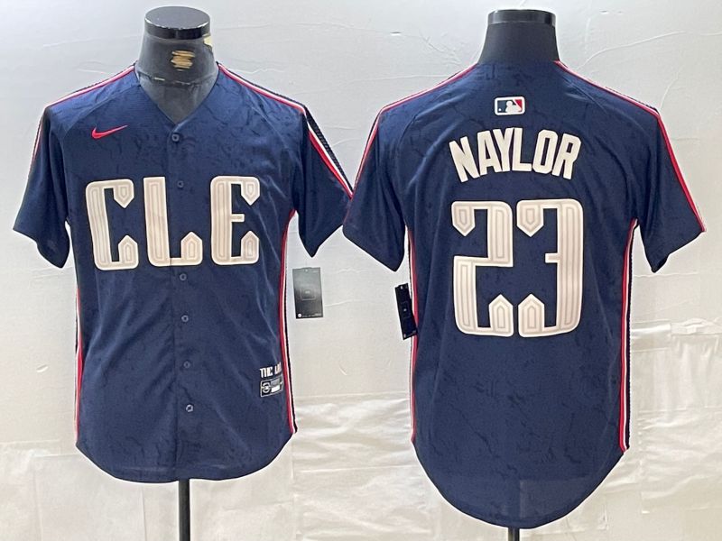 Men Cleveland Indians #23 Naylor Blue City Edition Nike 2024 MLB Jersey style 1->cleveland indians->MLB Jersey